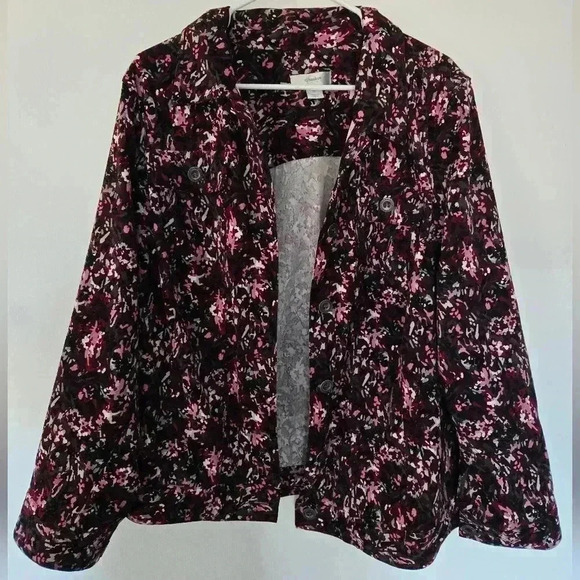Cj Banks Maroon, Gray & Pink Long Sleeve Jacket Women Size 2X - Picture 2 of 12